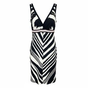 Missoni black and white zebra pattern V neck dress